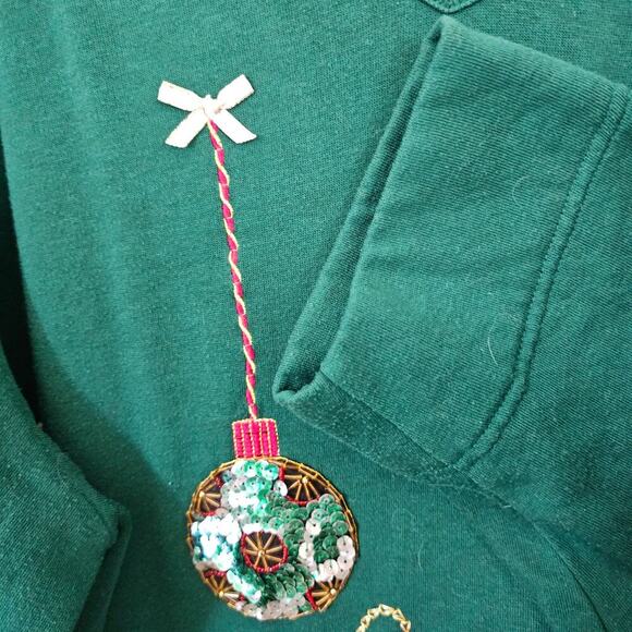 Vintage Bobbie Brooks Woman Plus Christmas Sweatshirt 26/28W Beaded Sequins - Picture 8 of 9